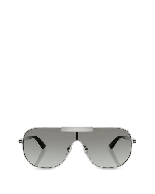 Versace Gray Geometric-Frame Sunglasses for men