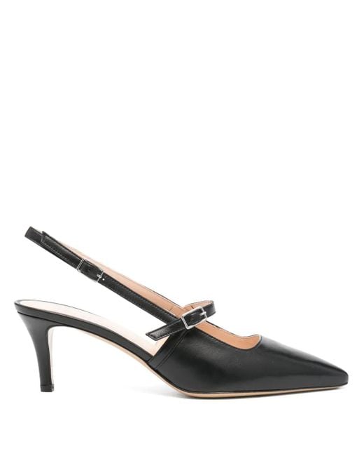 P.A.R.O.S.H. Black 60Mm Leather Slingback Pumps