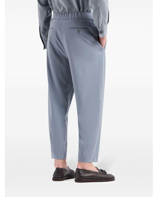 Giorgio Armani Blue Pleat-detail Elasticated-waistband Trousers for men