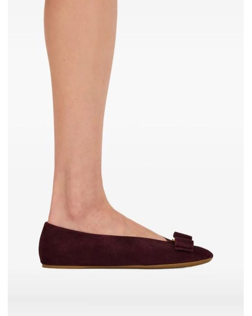 Ferragamo Brown Vara Leather Ballerina Shoes