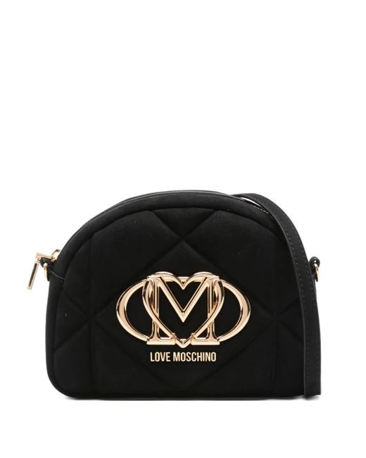 Borsa A Tracolla Con Placca Logo di Love Moschino in Black