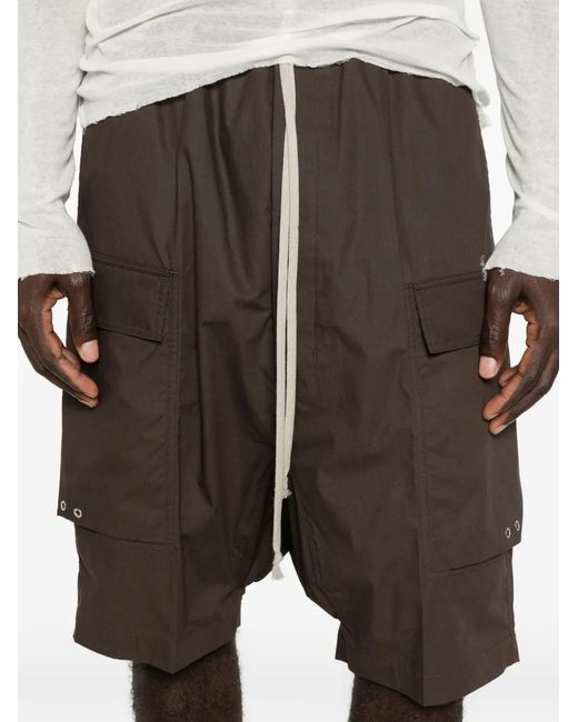 Rick Owens Brown Cargo Pods Drawstring Shorts for men
