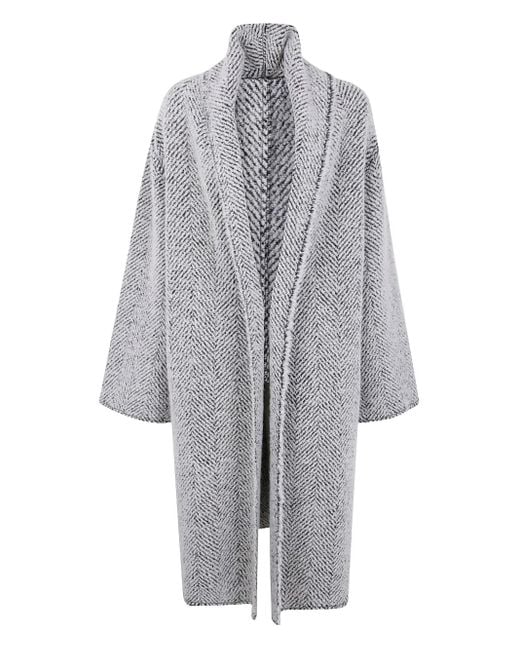Alberta Ferretti Gray Shaw Boucle Coat