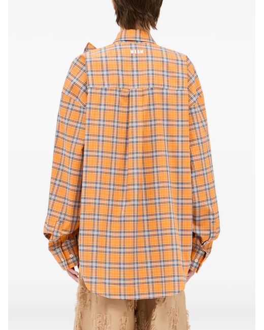 MSGM Geruite Blouse Met Ruches in het Orange