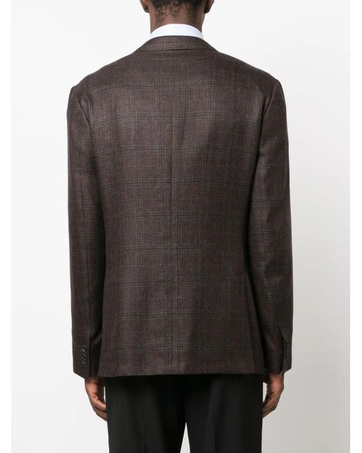 Corneliani Black Check-Pattern Cashmere Blazer for men