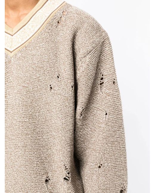 Children of the discordance Natural 5G Distressed V-Neck Jumper for men