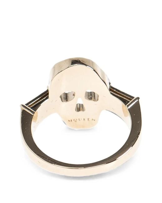 McQueen Metallic Pavé Skull Ring