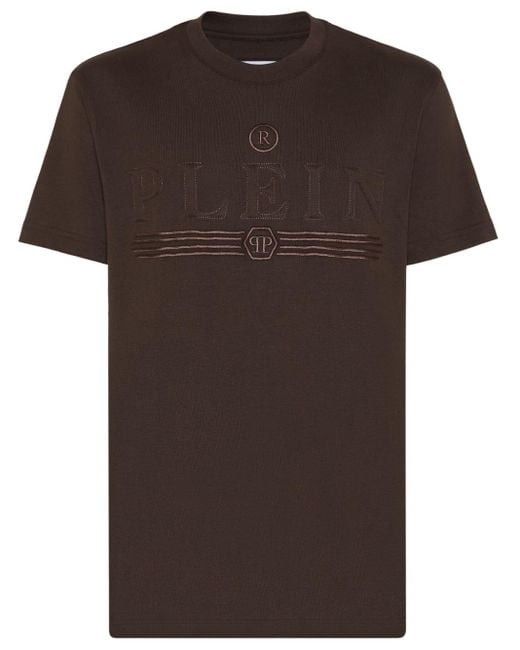 Philipp Plein Brown Logo-print Cotton T-shirt for men