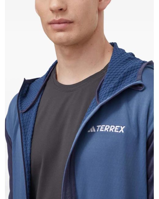 Adidas Blue Panelled Zip-Up Hoodie for men