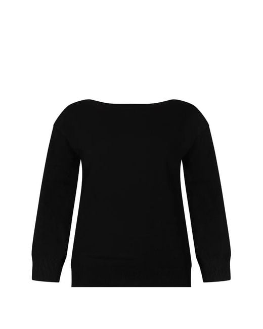 Weekend by Maxmara Black Boat-Neck Ribbed-Trim Sweater