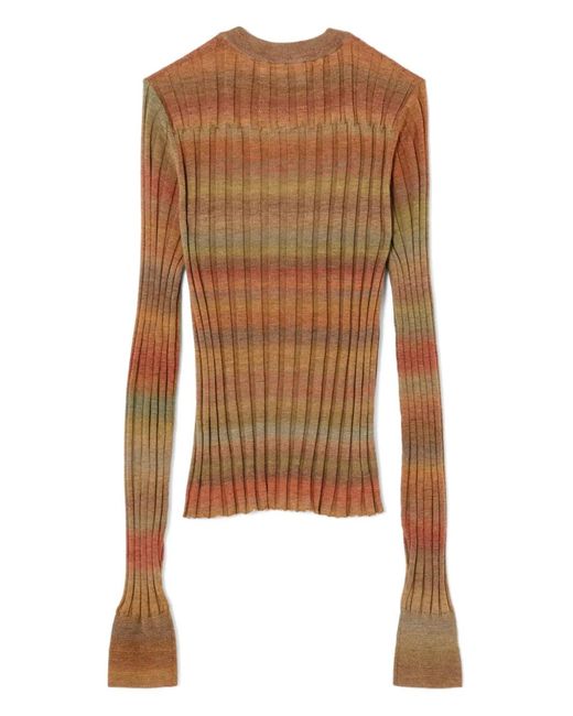Re/done Brown Ribbed-Knit Wool Jumper