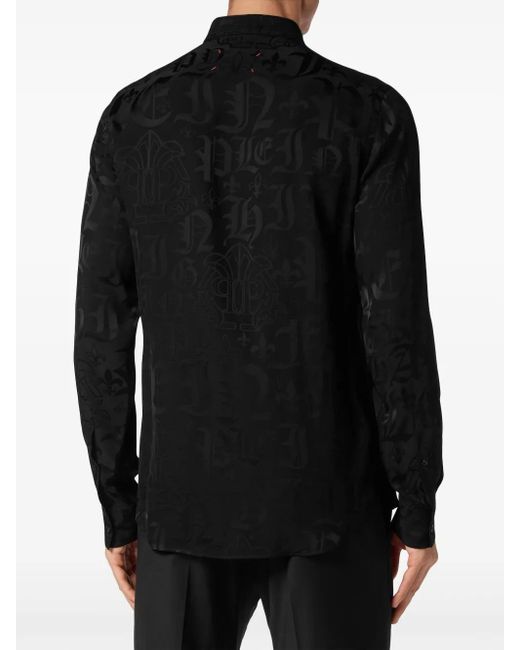 Philipp Plein Black Gothic Plein-Print Shirt for men