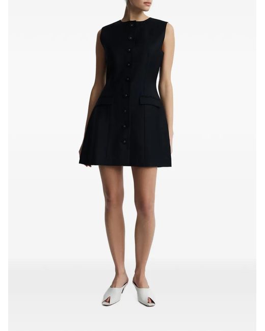 Anna Quan Black Sofia Button-Front Mini Dress