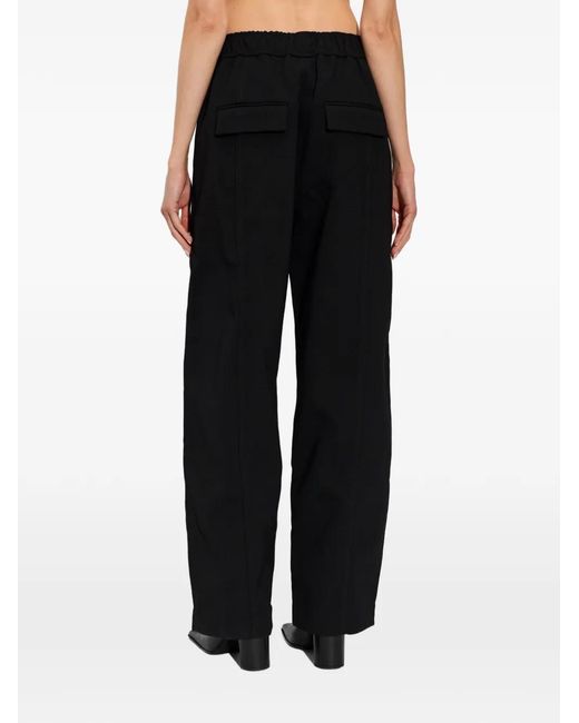 Ganni Black Elasticated-Waist Trousers
