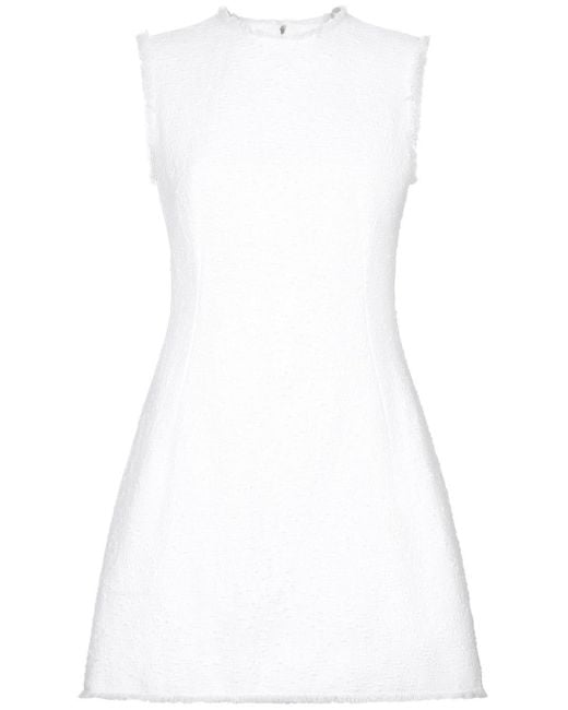 Dolce & Gabbana White Tweed Sleeveless Minidress