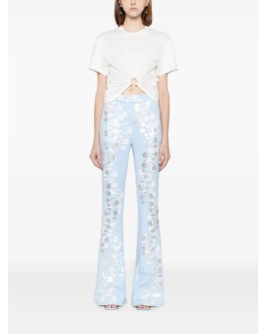 Cynthia Rowley Blue Floral-Print Trousers