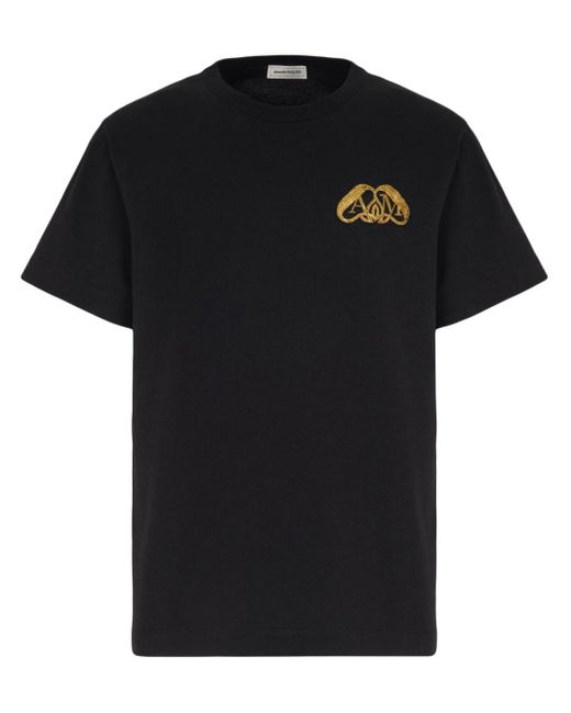 Alexander McQueen Black T-shirt Mezzo Logo Seal for men