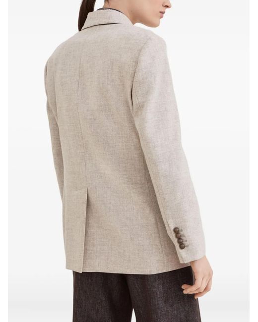 Brunello Cucinelli Natural Wool And Cashmere Twill Flannel Blazer