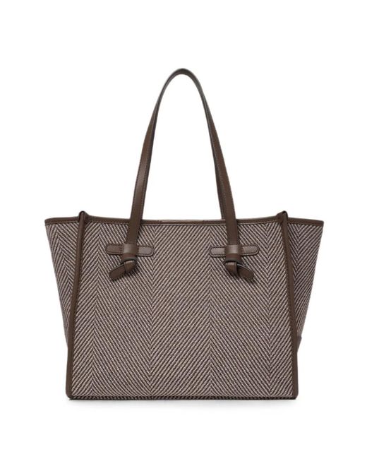 Gianni Chiarini Brown Medium Marcella Herringbone Tote Bag