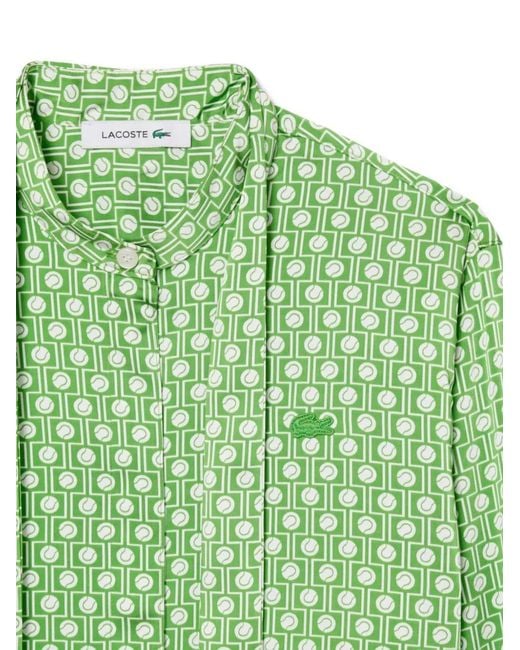 Lacoste Green Patterned Tie-Neck Shirt