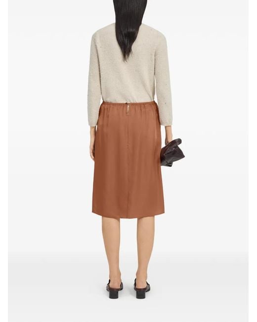 MM6 by Maison Margiela Brown Satin Midi Skirt