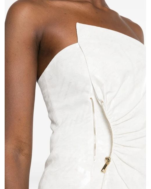 Leen Mougrhabi White Noor Asymmetric Jacquard Top