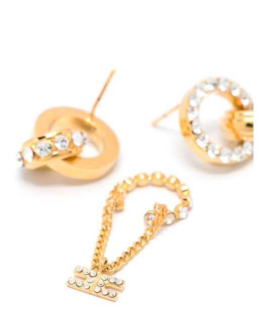 Set di 3 anelli con cristalli di Elisabetta Franchi in Metallic