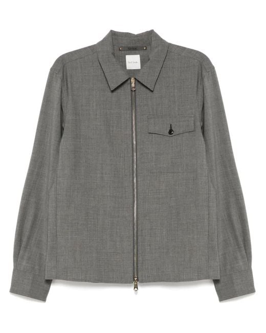 Paul Smith Gray Zip-Up Shirt Jacket for men