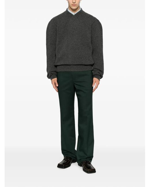 Marni Black Logo-Patch V-Neck Sweater for men