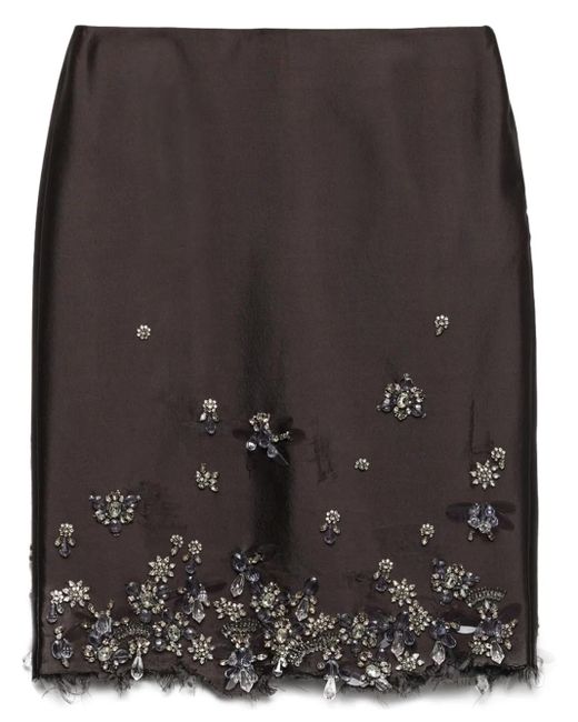 Prada Midi-Rok Met Borduurwerk in het Black