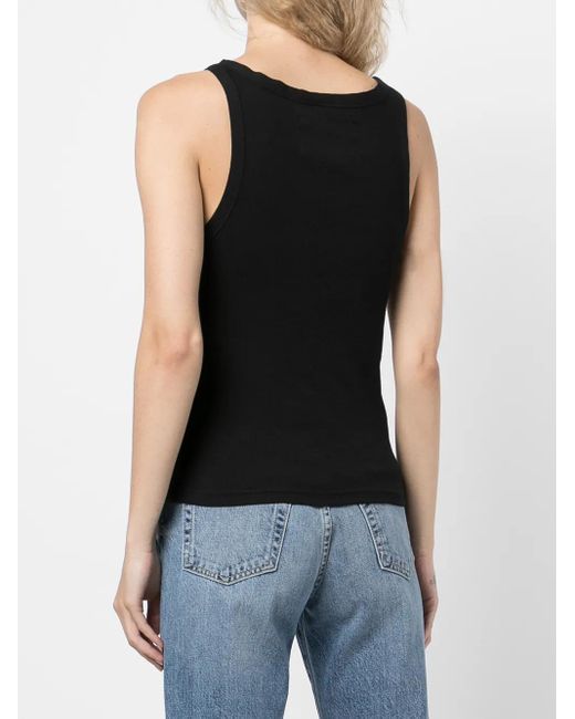 Nili Lotan Black Ribbed Cotton Tank Top