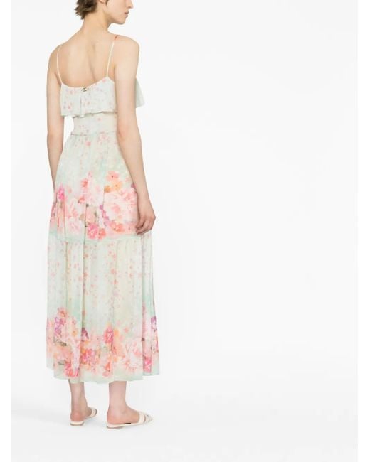 Twinset White Flower-Star-Print Long Dress