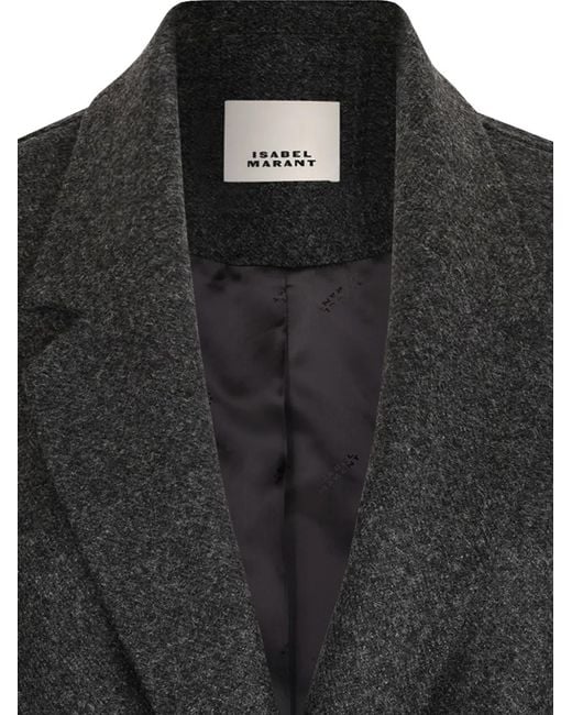 Isabel Marant Gray Double-Breasted Wool Coat