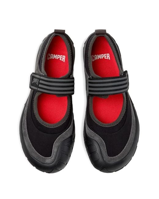 Camper Black Peu Path Touch-Strap Ballet Flats