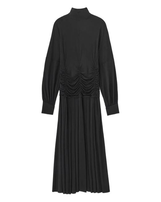 Ganni Women's Black Pleated Midi Dress