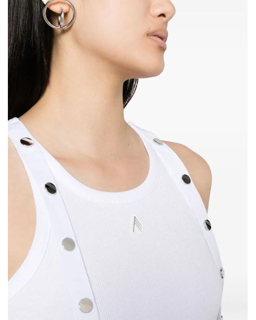 The Attico White Ribbed Cotton Tank Top
