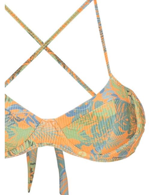 Amir Slama Metallic Bikini À Imprimé Végétal