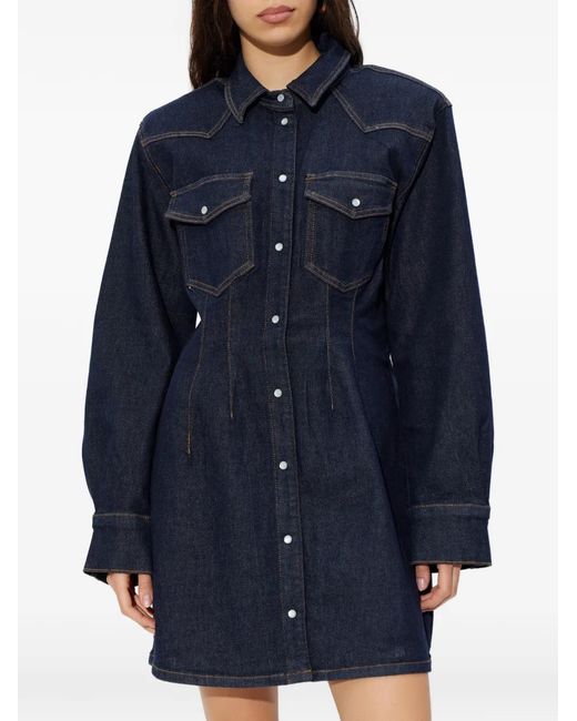 Gestuz Women's Blue Long-Sleeved Chest-Pocket Mini Dress -  www.rajagirimanappuram.com
