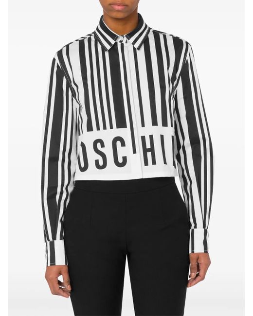 Moschino Black Barcode-Print Cotton Shirt