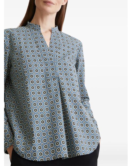 Marc O' Polo Blue Floral-Print Button-Up Shirt
