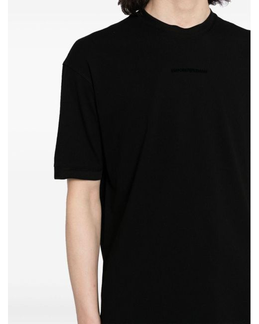 Emporio Armani Black Crew-neck Cotton T-shirt for men
