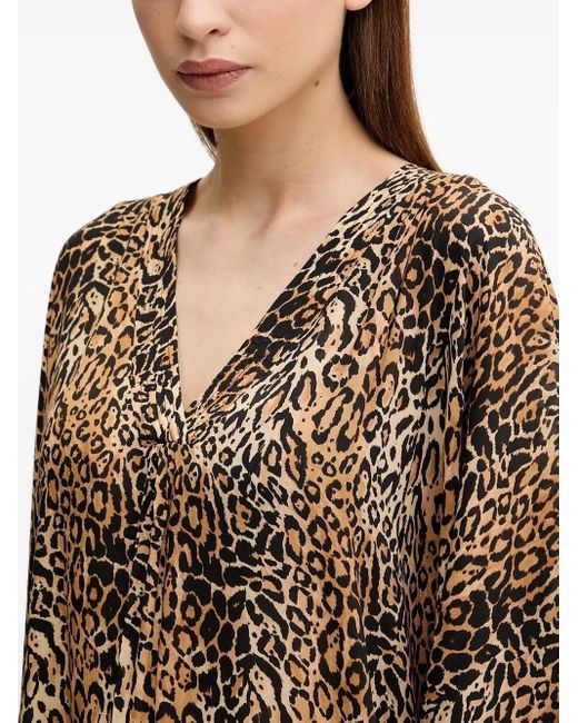 Melissa Odabash Natural Bonnie Leopard Print V-Neck Kaftan