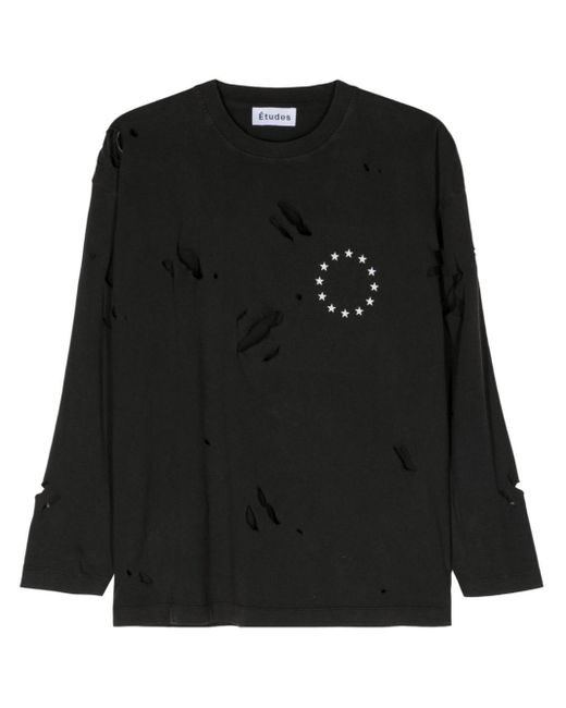 メンズ Etudes Studio Spirit Ls Europa Distressed T-shirt Black