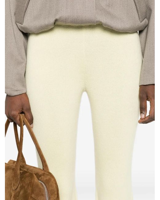 Bompard White Ribbed Flared Trousers