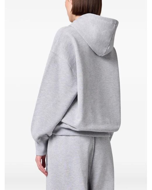 MSGM Gray Logo-Print Drawstring Hoodie