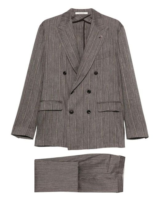 Tagliatore Gray Pinstripe Double-Breasted Blazer for men