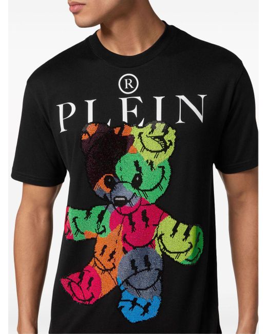 Philipp Plein Black Teddy Bear Cotton T-shirt for men