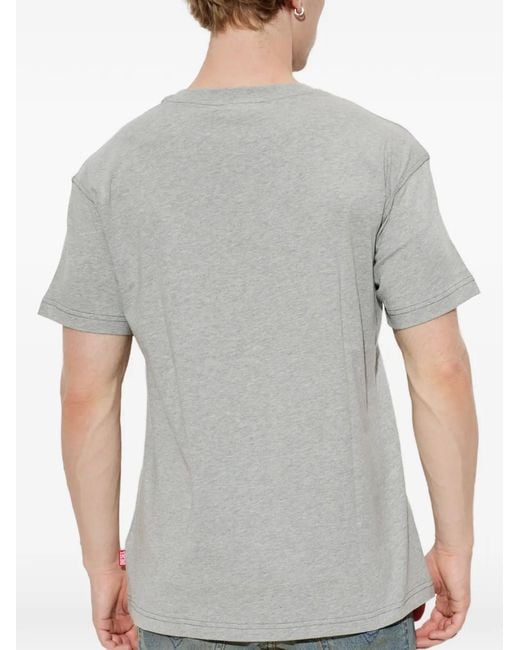 DIESEL Gray T-Norm-Aa4 Logo-Print Cotton T-Shirt for men
