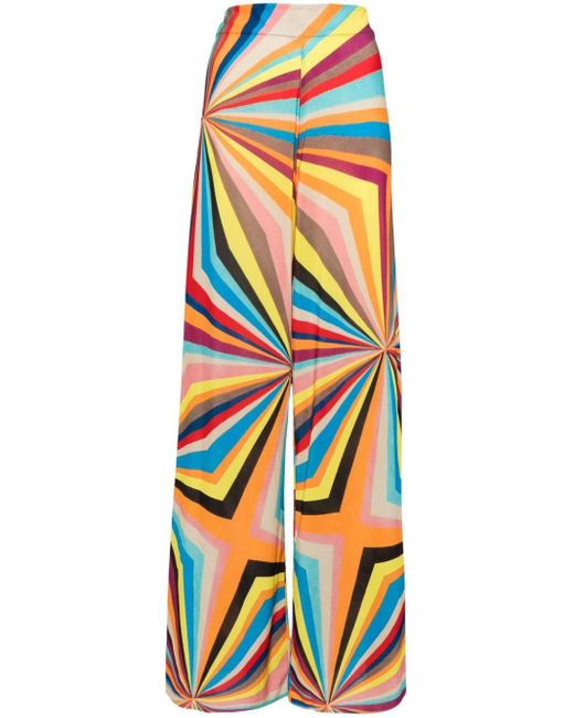 Alice + Olivia Orange Athena Wide-Leg Trousers