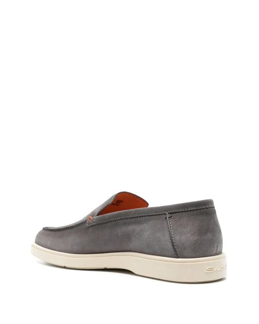 Santoni Gray Gradient-Effect Suede Loafers for men